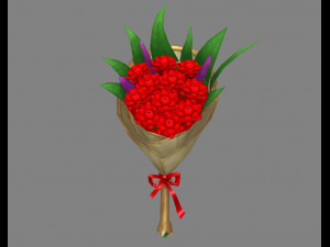 cartoon red flower bouquet Model 3D
