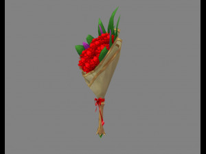 cartoon red flower bouquet 3D Модель