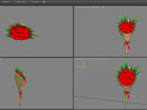 cartoon red flower bouquet 3D Модель