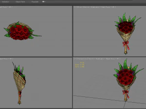cartoon red flower bouquet 3D Model