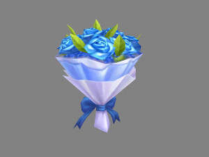 a bouquet of blue roses 3D Model