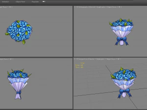a bouquet of blue roses 3D Model