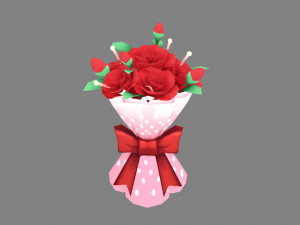 cartoon valentine day roses 3D 模型