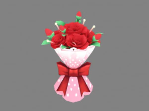 Rosas Do Dia Dos Namorados Dos Desenhos Animados Modelo 3D