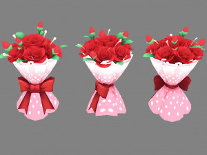 cartoon valentine day roses Modelo 3D