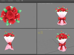 cartoon valentine day roses 3D Model