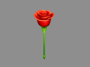 cartoon red rose flower Modèle 3D