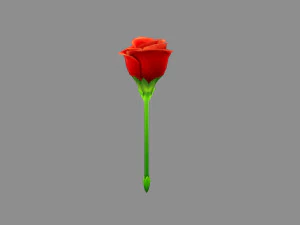 cartoon red rose flower 3D Model