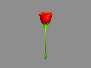 cartoon red rose flower 3D Модель