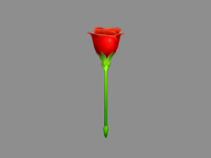 cartoon red rose flower 3D Model