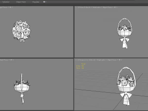 cartoon flower basket 3D Model