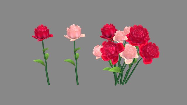 a bunch of roses 3D Модель .c4d .max .obj .3ds .fbx .stl .blend