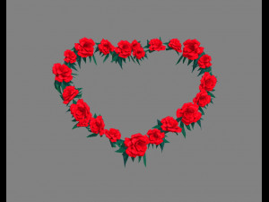 cartoon rose flower wreath - love heart 3D 모델