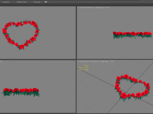 cartoon rose flower wreath - love heart 3D 모델