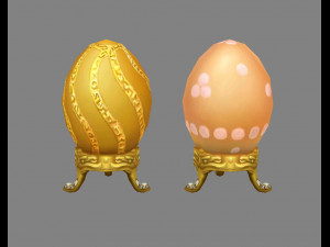 cartoon lucky golden eggs - easter eggs - broken eggs 3D Models