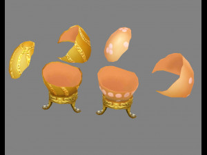 cartoon lucky golden eggs - easter eggs - broken eggs 3Dモデル