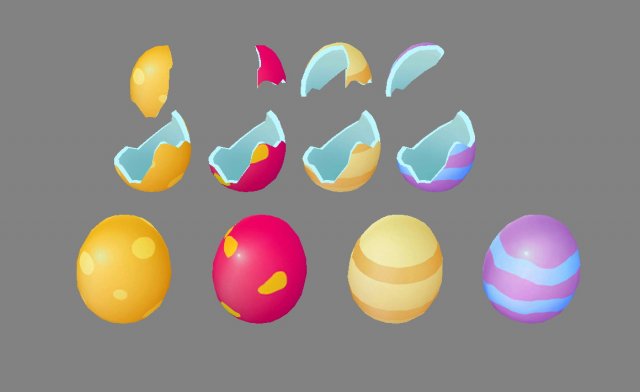 a shatterable egg - broken eggs Modello 3D .c4d .max .obj .3ds .fbx .stl .blend 