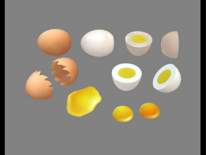 a pile of eggs - soft-boiled eggs -yolk-eggshells-broken eggs Modelo 3D