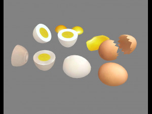 a pile of eggs - soft-boiled eggs -yolk-eggshells-broken eggs 3D Модель