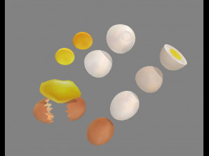 a pile of eggs - soft-boiled eggs -yolk-eggshells-broken eggs 3D Модель