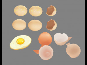 a pile of eggs - fried egg - yolk - eggshells - broken eggs Modelo 3D