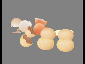 a pile of eggs - fried egg - yolk - eggshells - broken eggs 3D 모델