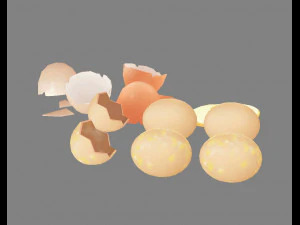 a pile of eggs - fried egg - yolk - eggshells - broken eggs 3D Model