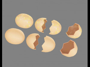 a pile of eggs - fried egg - yolk - eggshells - broken eggs 3D 모델