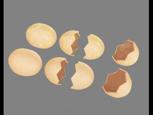 a pile of eggs - fried egg - yolk - eggshells - broken eggs 3D Model