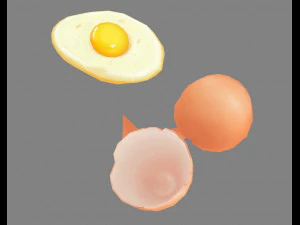 a pile of eggs - fried egg - yolk - eggshells - broken eggs 3D Model