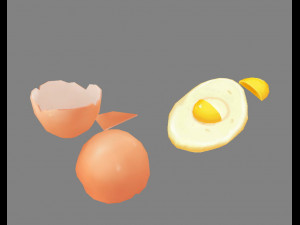 a pile of eggs - fried egg - yolk - eggshells - broken eggs 3D 모델