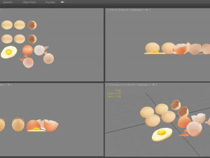 a pile of eggs - fried egg - yolk - eggshells - broken eggs 3D Model