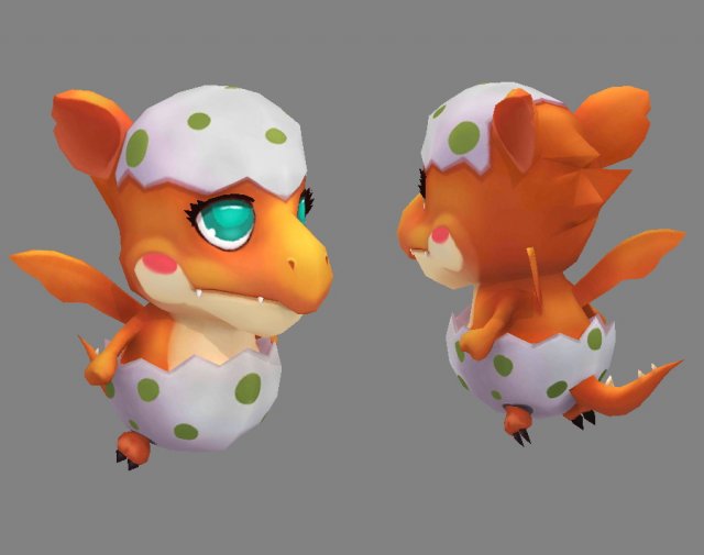 cartoon new born dragon - fire dragon 3D 모델 .c4d .max .obj .3ds .fbx .stl .blend