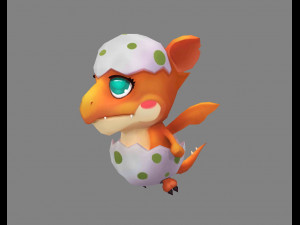 cartoon new born dragon - fire dragon 3D 모델