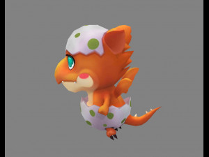 cartoon new born dragon - fire dragon 3D 모델