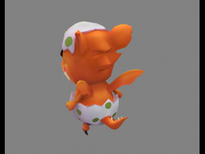 cartoon new born dragon - fire dragon 3D 모델