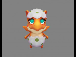 cartoon new born dragon - fire dragon 3D 모델