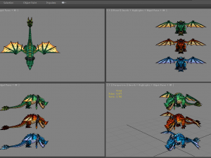 cartoon fire dragon - poisonous dragon - ice dragon 3D Model