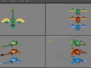 cartoon fire dragon - poisonous dragon - ice dragon 3D Model