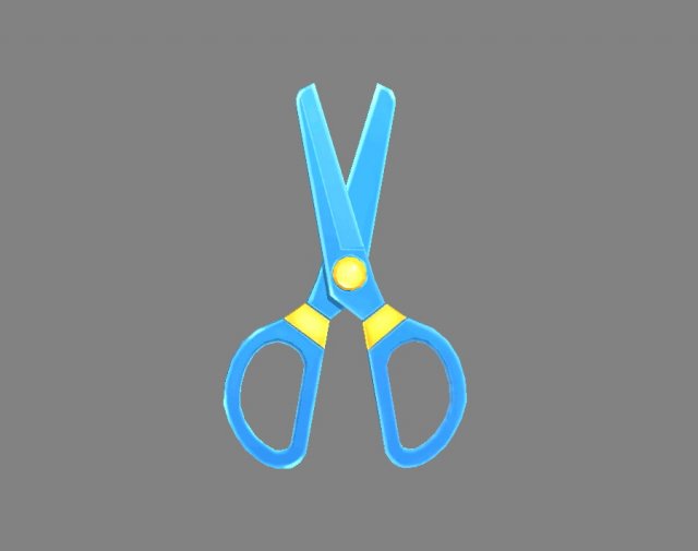 cartoon plastic scissors - blue 3D-Modell .c4d .max .obj .3ds .fbx .stl .blend 