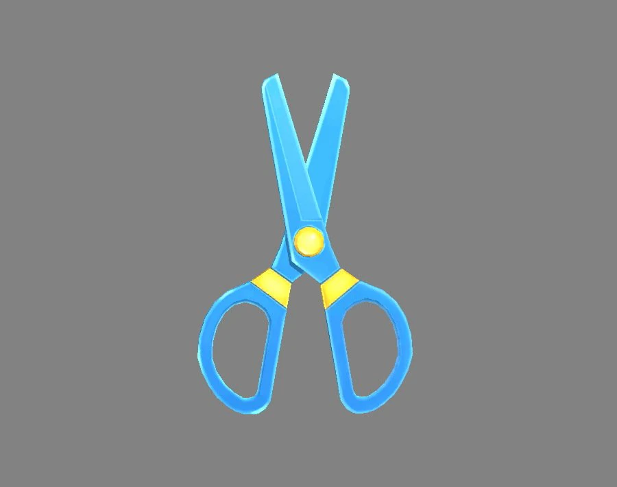 cartoon plastic scissors - blue 3D Model .c4d .max .obj .3ds .fbx .stl .blend