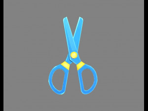 cartoon plastic scissors - blue Modello 3D