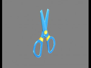 cartoon plastic scissors - blue 3D Model
