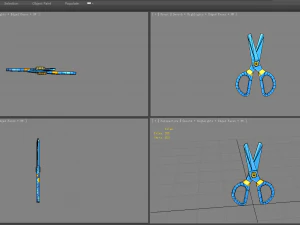 cartoon plastic scissors - blue 3D Model