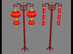 ancient chinee street lamps-festival lantern 3D Model