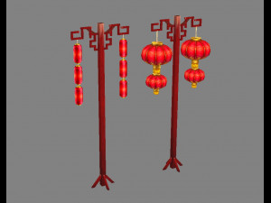 ancient chinee street lamps-festival lantern 3D मॉडल