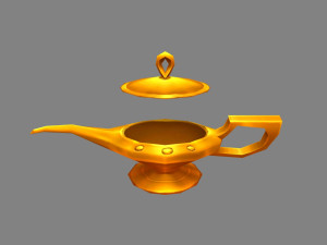 cartoon magic lamp - bronze kettle - teapot Modelo 3D