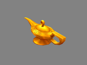cartoon magic lamp - bronze kettle - teapot Modelo 3D
