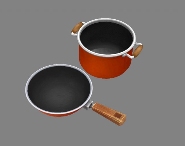 cartoon pots - pan -soup pot 3D Model .c4d .max .obj .3ds .fbx .stl .blend 