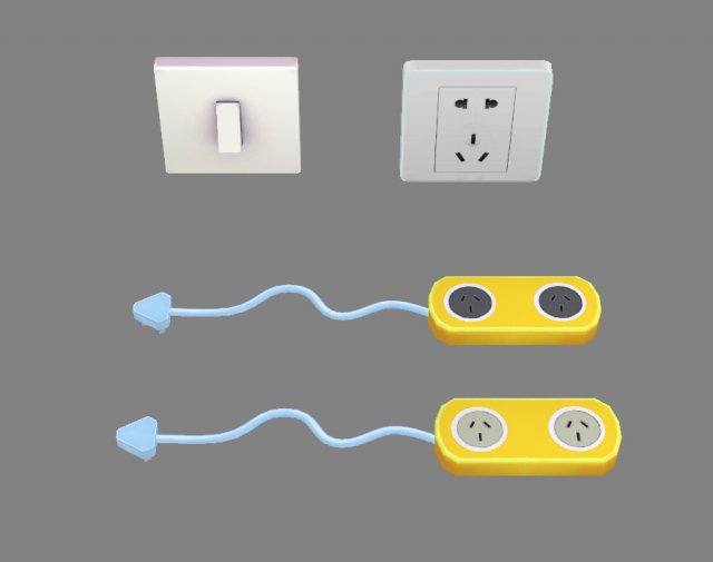 cartoon switch and sockets 3D 모델 .c4d .max .obj .3ds .fbx .stl .blend